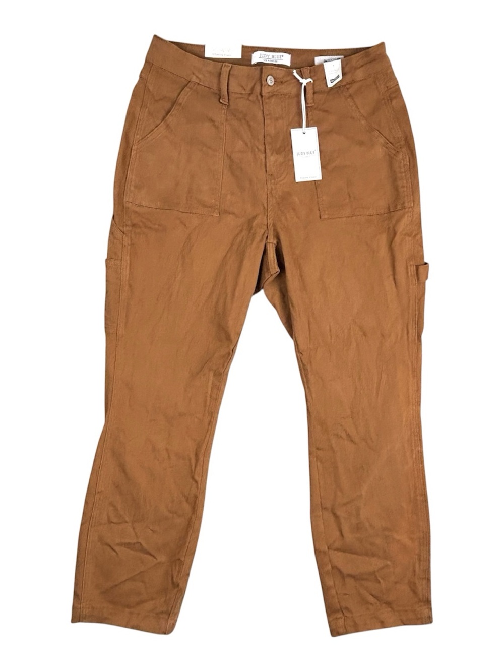 NEW Judy Blue Jeans Women 14W Brown High Waist Utility Slim Fit Carpenter NWT